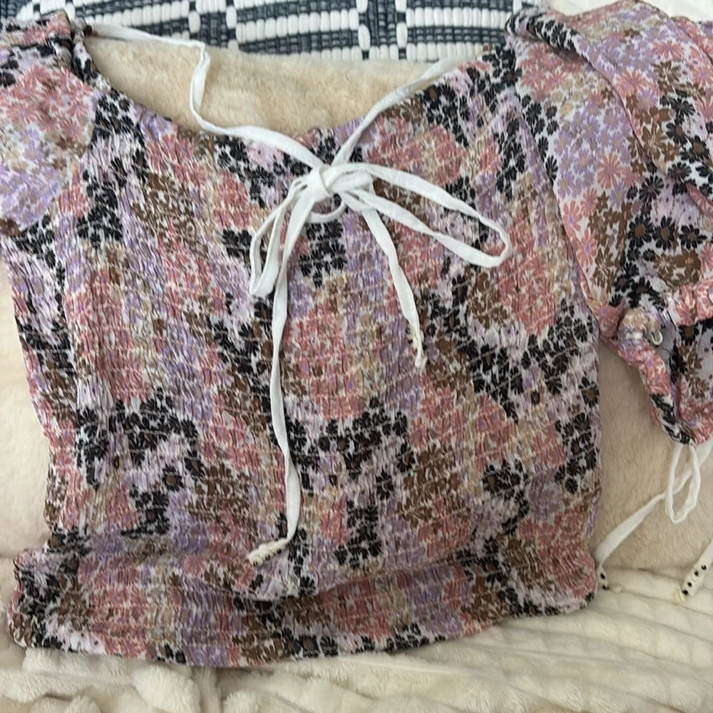 NWT Free People Back on Top Smocked Floral Crop Top $98